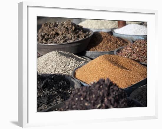 Various Grains, Spices and Food Stuffs on Sale in Atbara Souq, Sudan, Africa-Mcconnell Andrew-Framed Photographic Print