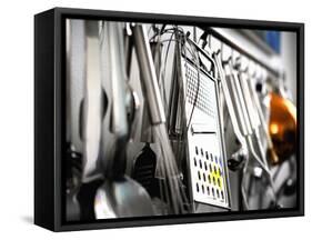 Various Kitchen Utensils Hanging on a Wall-null-Framed Stretched Canvas