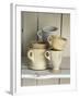 Various Light Coloured Cups on Wooden Shelf-Ellen Silverman-Framed Photographic Print