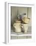 Various Light Coloured Cups on Wooden Shelf-Ellen Silverman-Framed Photographic Print