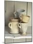 Various Light Coloured Cups on Wooden Shelf-Ellen Silverman-Mounted Photographic Print