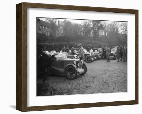 Various MGs outside the Kings Arms, Berkhamsted, Hertfordshire, during the MG Car Club Trial, 1931-Bill Brunell-Framed Photographic Print