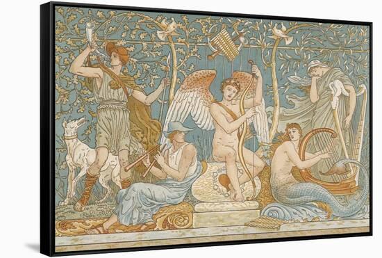 Various Musicians Playing Various Instruments: a Harp a Lyre Pipes Hunting Horn-Walter Crane-Framed Stretched Canvas