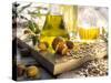 Various Oils in Carafes, Olives, Sunflower Seeds-Peter Rees-Stretched Canvas