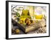 Various Oils in Carafes, Olives, Sunflower Seeds-Peter Rees-Framed Photographic Print