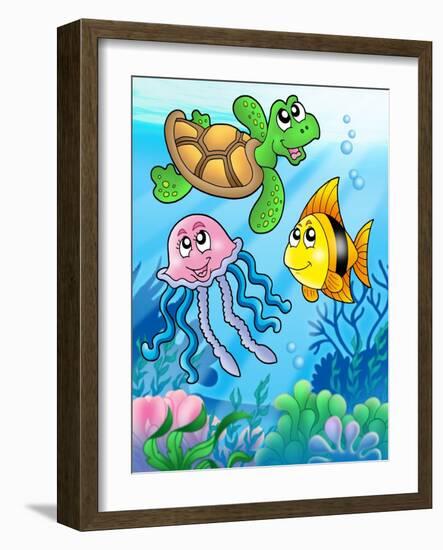 Various Sea Fishes and Animals-clairev-Framed Art Print