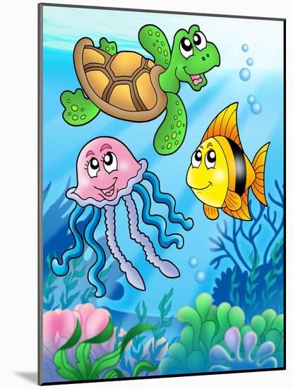 Various Sea Fishes and Animals-clairev-Mounted Art Print