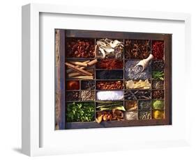 Various Spices in a Type Case-Oliver Brachat-Framed Photographic Print