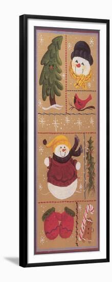 Various Squares of Mittens, Gingerbread Men, Holly, Christmas Trees, Snowmen and a Cardinal-Beverly Johnston-Framed Giclee Print