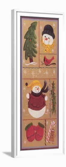 Various Squares of Mittens, Gingerbread Men, Holly, Christmas Trees, Snowmen and a Cardinal-Beverly Johnston-Framed Giclee Print