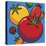 Various Tomatoes On Blue-Ron Magnes-Stretched Canvas