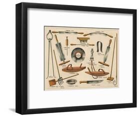 Various Tools Used in Tannery and Leather Making, Including a Knife, Pincers and a Hook-null-Framed Art Print