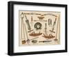 Various Tools Used in Tannery and Leather Making, Including a Knife, Pincers and a Hook-null-Framed Art Print