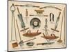 Various Tools Used in Tannery and Leather Making, Including a Knife, Pincers and a Hook-null-Mounted Art Print