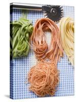 Various Types of Home-Made Pasta with Pastry Wheel-null-Stretched Canvas