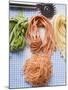 Various Types of Home-Made Pasta with Pastry Wheel-null-Mounted Photographic Print