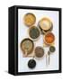 Various Types of Lentils in Small Bowls-Nikolai Buroh-Framed Stretched Canvas