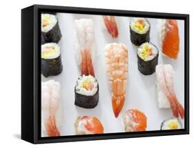 Various Types of Nigiri and Maki Sushi-Martina Schindler-Framed Stretched Canvas