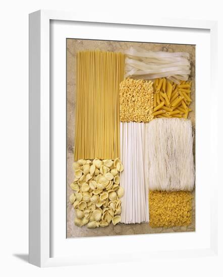 Various Types of Pasta Arranged in a Rectangle-Nikolai Buroh-Framed Photographic Print