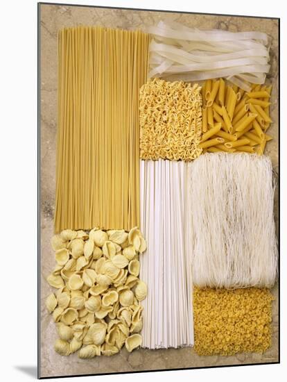 Various Types of Pasta Arranged in a Rectangle-Nikolai Buroh-Mounted Photographic Print