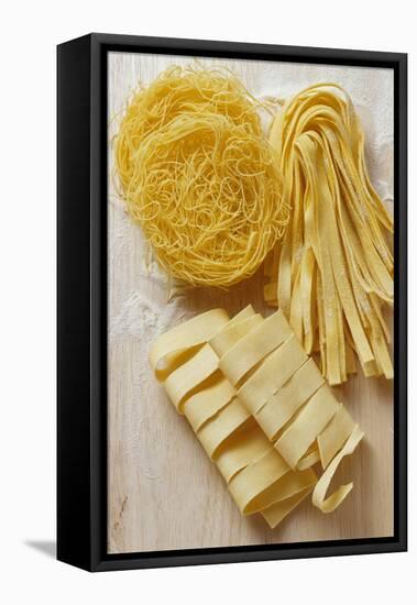 Various Types of Pasta: Pappardelle, Tagliatelle and Vermicelli-Eising Studio - Food Photo and Video-Framed Stretched Canvas
