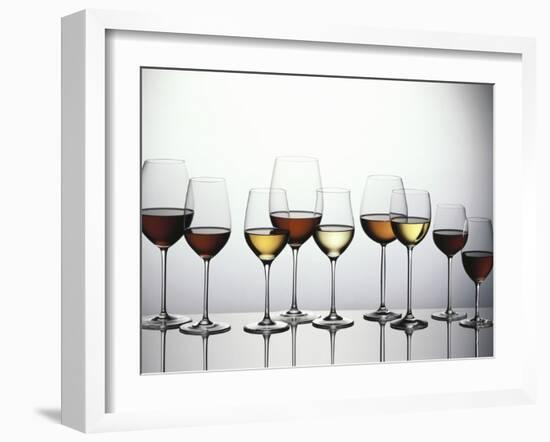 Various Types of Wine in Glasses-null-Framed Photographic Print