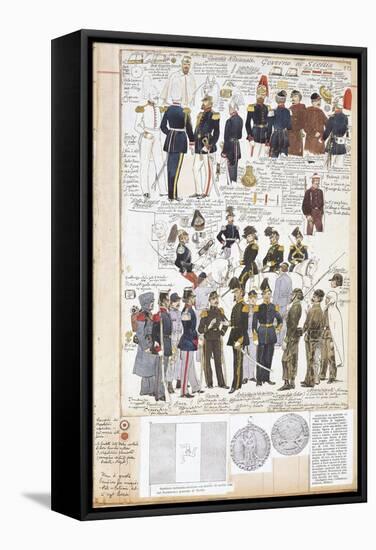Various Uniforms of Provisional Government of Sicily, Color Plate, 1848-null-Framed Stretched Canvas