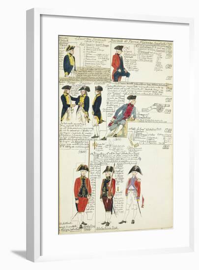Various Uniforms of the Duchy of Parma, Piacenza and Guastalla, 1790-1800-null-Framed Giclee Print
