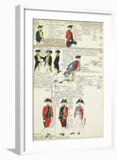 Various Uniforms of the Duchy of Parma, Piacenza and Guastalla, 1790-1800-null-Framed Giclee Print