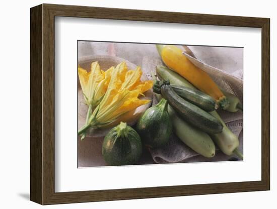 Various Varieties of Courgettes and Courgette Flowers-Eising Studio - Food Photo and Video-Framed Photographic Print