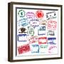 Various Visa Stamps From Passports From Worldwide Travelling-VECTOR HERE-Framed Premium Giclee Print