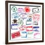 Various Visa Stamps From Passports From Worldwide Travelling-VECTOR HERE-Framed Premium Giclee Print