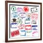 Various Visa Stamps From Passports From Worldwide Travelling-VECTOR HERE-Framed Premium Giclee Print