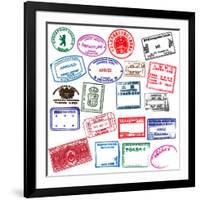 Various Visa Stamps From Passports From Worldwide Travelling-VECTOR HERE-Framed Premium Giclee Print