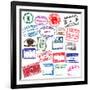 Various Visa Stamps From Passports From Worldwide Travelling-VECTOR HERE-Framed Premium Giclee Print