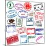 Various Visa Stamps From Passports From Worldwide Travelling-VECTOR HERE-Mounted Premium Giclee Print
