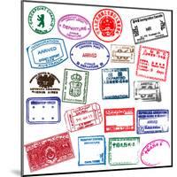 Various Visa Stamps From Passports From Worldwide Travelling-VECTOR HERE-Mounted Art Print