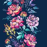 Abstract Watercolor Floral Seamless Pattern in a La Prima Style, Red Watercolor Roses - Flowers, Tw-Varvara Kurakina-Art Print