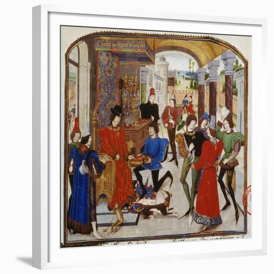 Vasce De Luce Presents Charles the Bold His Translation of 'The Deeds of Alexander the Great'-Loyset Liédet-Framed Giclee Print