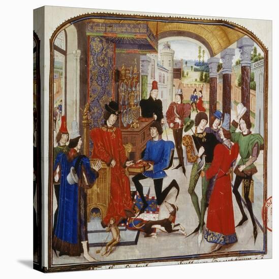 Vasce De Luce Presents Charles the Bold His Translation of 'The Deeds of Alexander the Great'-Loyset Liédet-Stretched Canvas