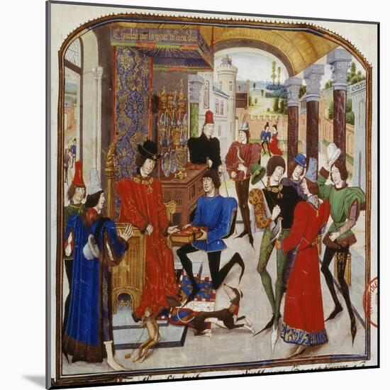 Vasce De Luce Presents Charles the Bold His Translation of 'The Deeds of Alexander the Great'-Loyset Liédet-Mounted Giclee Print