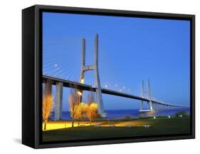 Vasco Da Gama Bridge and the Tagus River, Lisbon, Portugal-Mauricio Abreu-Framed Stretched Canvas