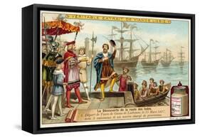 Vasco Da Gama Leaving Lisbon with Three Ships Loaded with Provisions, 25 March 1497-null-Framed Stretched Canvas