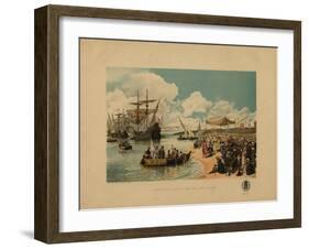 Vasco Da Gama's Arrival in India, C. 1900-Alfredo Roque Gameiro-Framed Giclee Print