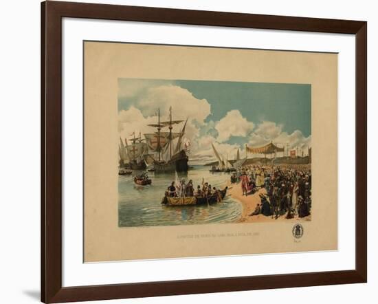 Vasco Da Gama's Arrival in India, C. 1900-Alfredo Roque Gameiro-Framed Giclee Print