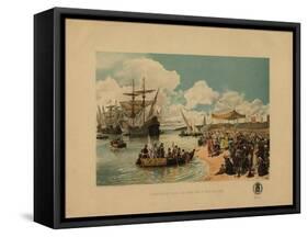 Vasco Da Gama's Arrival in India, C. 1900-Alfredo Roque Gameiro-Framed Stretched Canvas