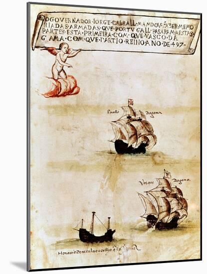 Vasco Da Gama's Fleet at Sea, 1497-null-Mounted Giclee Print