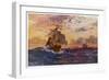 Vasco Da Gama's Ships off the Coast of Africa on Their Way to the Indies-O. Rosenvinge-Framed Art Print