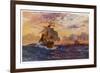 Vasco Da Gama's Ships off the Coast of Africa on Their Way to the Indies-O. Rosenvinge-Framed Premium Giclee Print