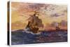 Vasco Da Gama's Ships off the Coast of Africa on Their Way to the Indies-O. Rosenvinge-Stretched Canvas